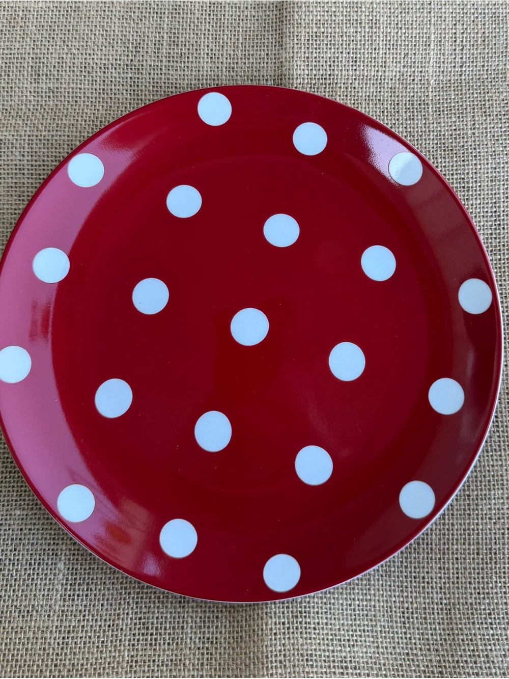Pottery Barn Red and White Polka Dot Chloe Salad Plate